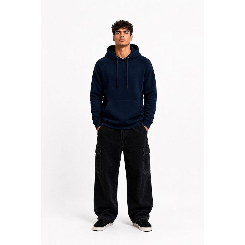 Moletom Masculino D Bell Outlet Fashion Fechado com Bolso Azul Marinho