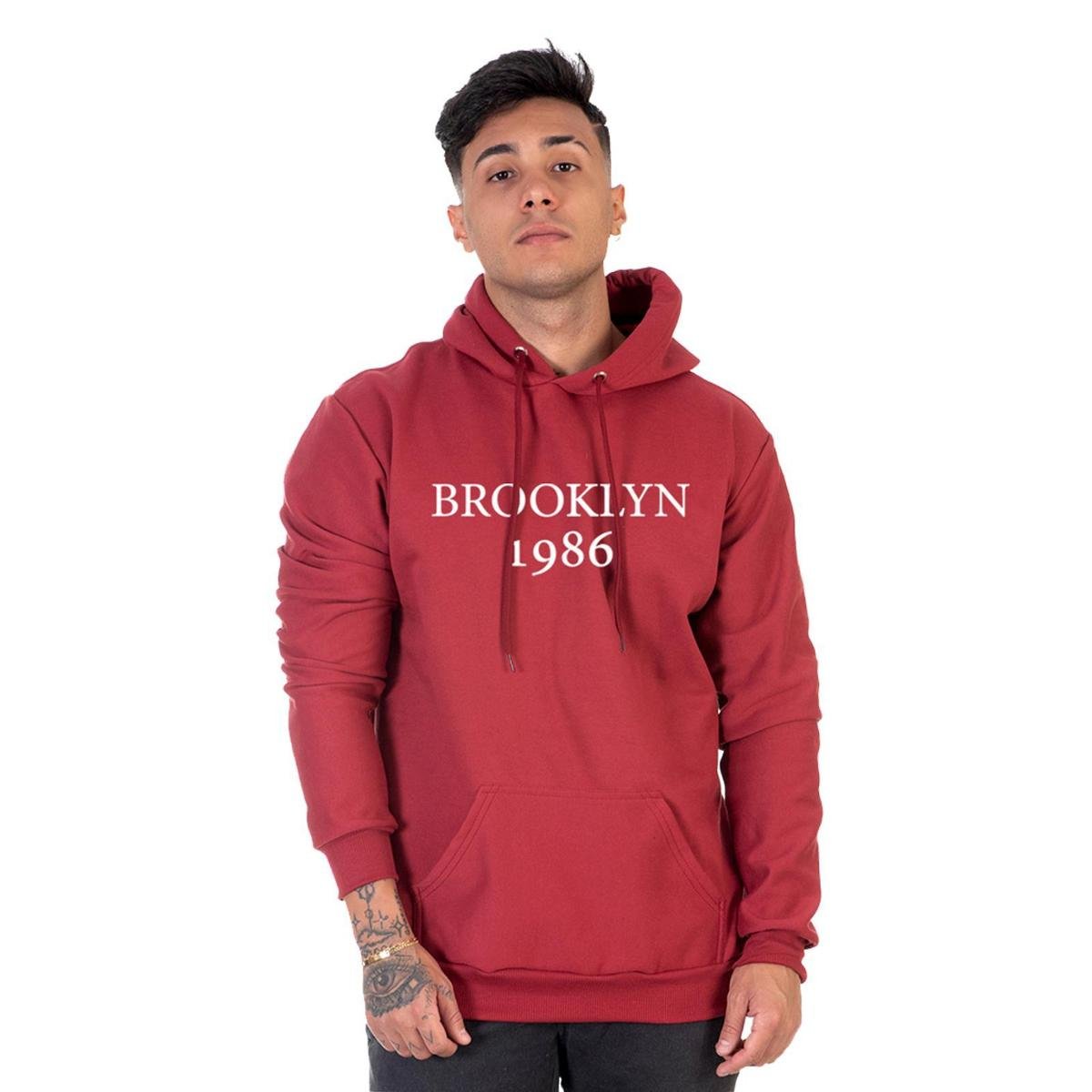 Moletom Masculino Flanelado Agasalho Brooklyn Blusa de Frio Canguru - Vermelho Menor preço em Moletom Masculino Flanelado Agasalho Brooklyn Blusa de Frio Canguru - Vermelho
