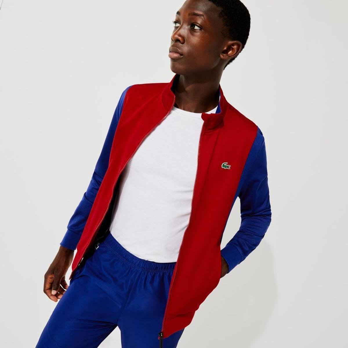 Lacoste Corta Vento Azul E Vermelho Moletom Masculino Lacoste