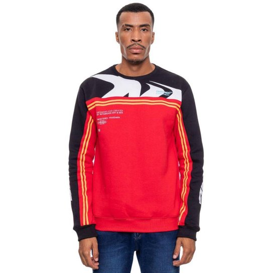 Moletom Masculino Onbongo Retro Preto e Vermelho Zattini