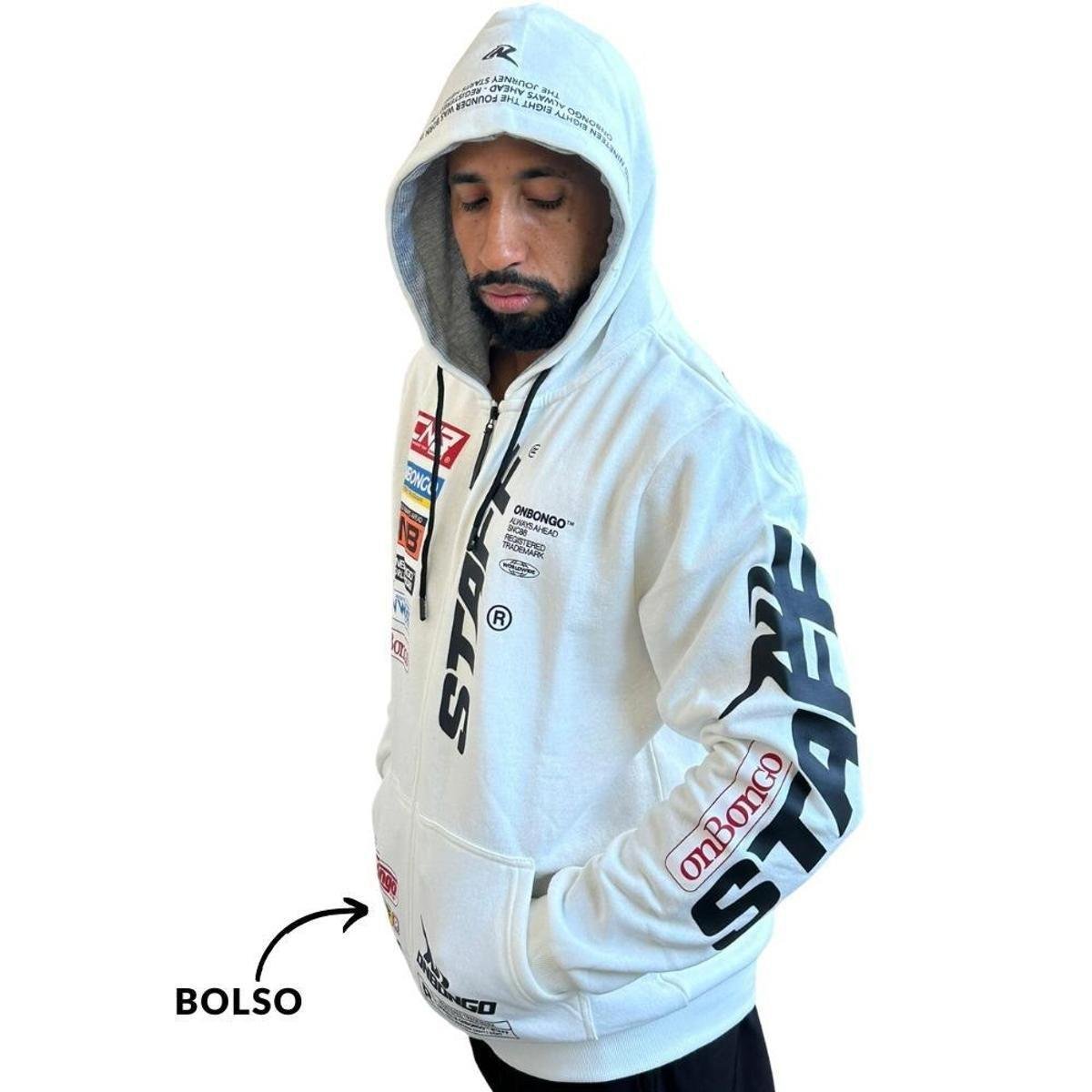 Moletom Masculino Onbongo Staff Aberto Branco ON020 Zattini