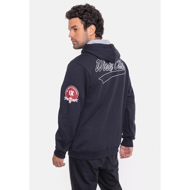 Moletom Mitchell & Ness Canguru Fechado City Patches Masculino