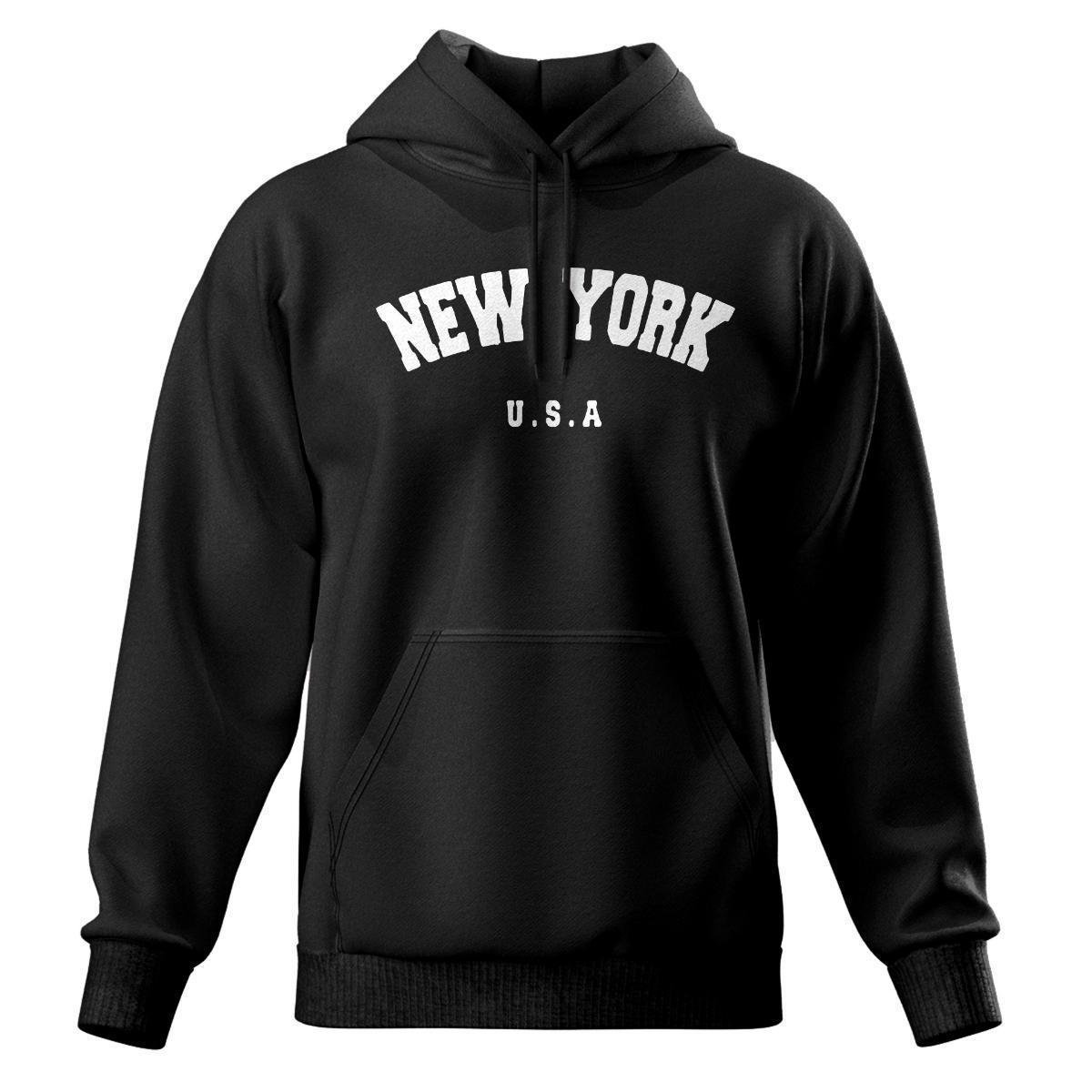 Moletom Modelo Canguru Com Capuz Algodão Masculino e Feminino New York Menor preço em Moletom Modelo Canguru Com Capuz Algodão Masculino e Feminino New York