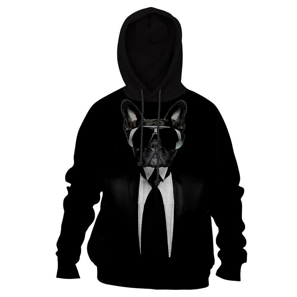 Moletom Moleton blusa de frio Canguru Black Dog casaco blusão - Estampado Menor preço em Moletom Moleton blusa de frio Canguru Black Dog casaco blusão - Estampado