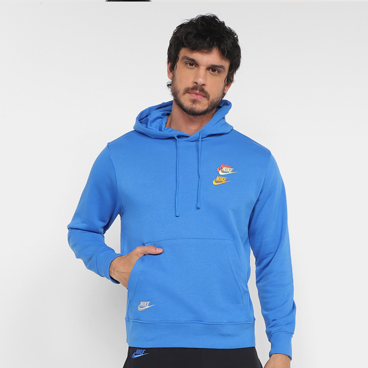 Moletom Nike Sportswear Essentials Capuz Masculino - Azul Menor preço em Moletom Nike Sportswear Essentials Capuz Masculino - Azul