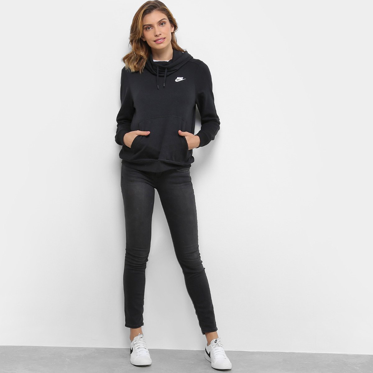 nike rally funnel neck moletom com capuz metal