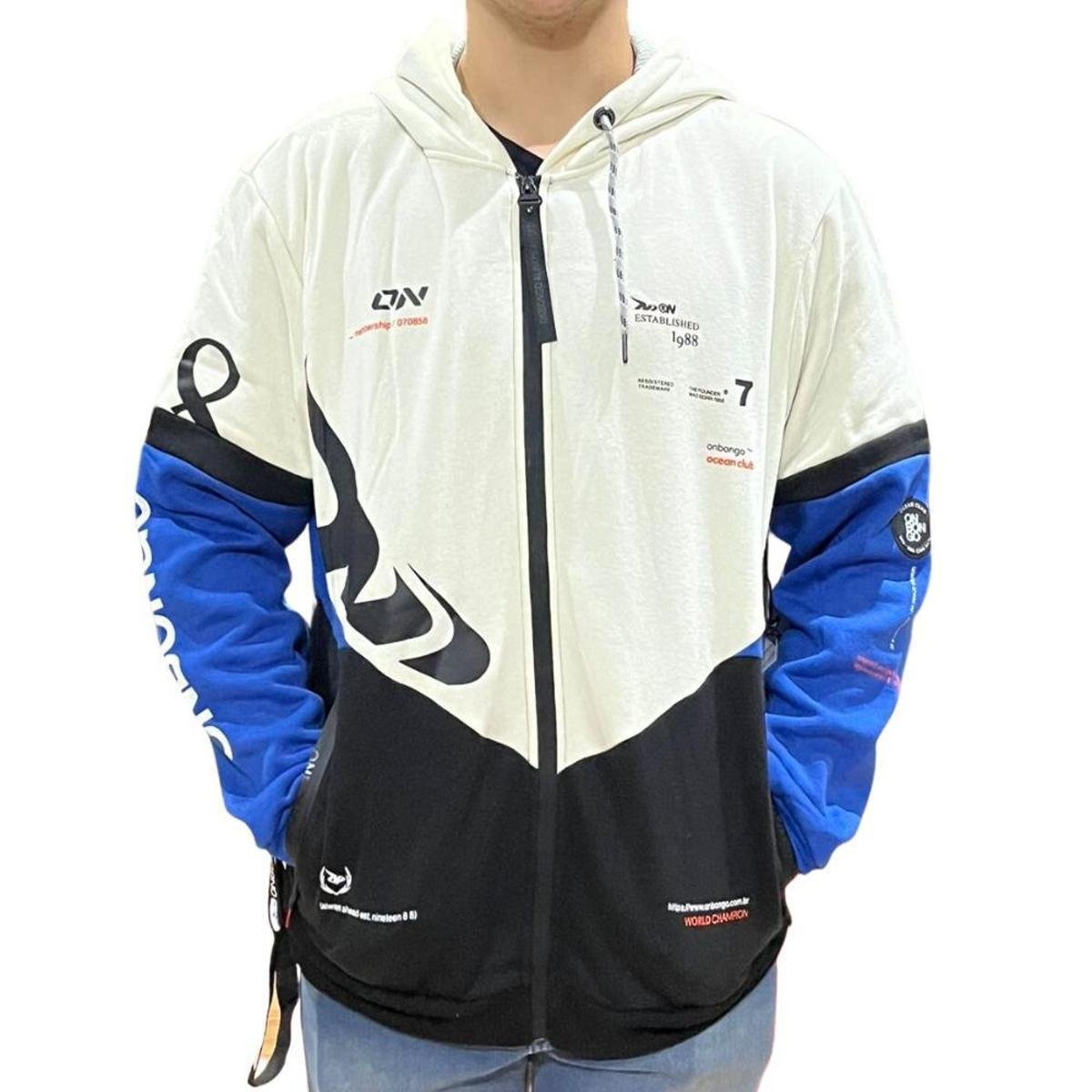 Moletom Onbongo D643A Branco Azul Preto Zattini