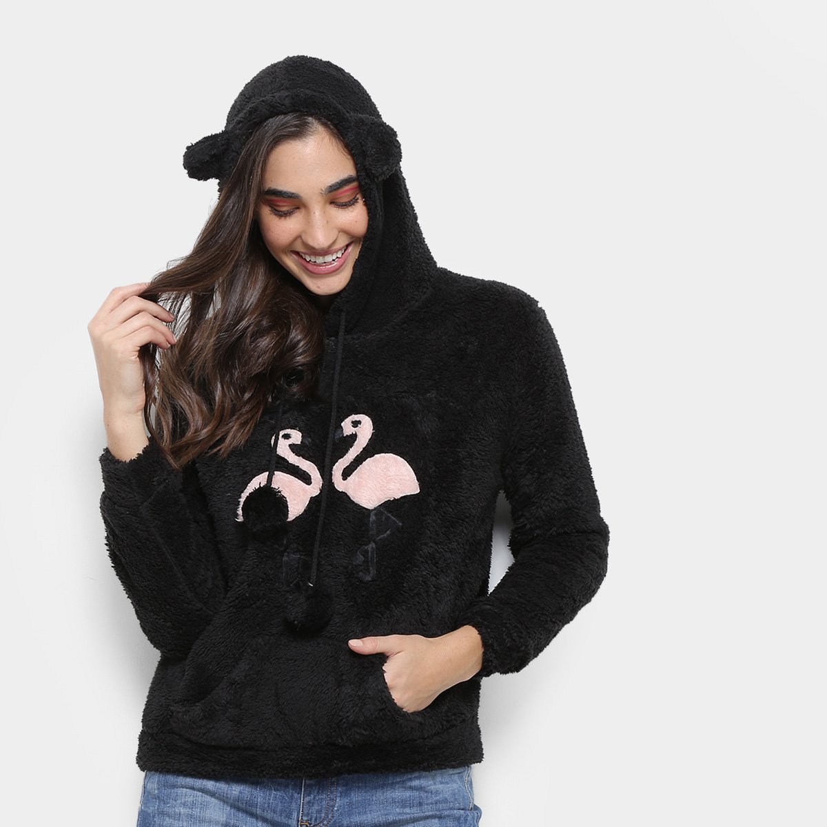 flamingo moletom com capuz merch