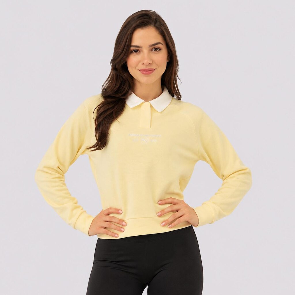 Moletom Puma Class Relaxed Longsleeve Feminino Amarelo Claro