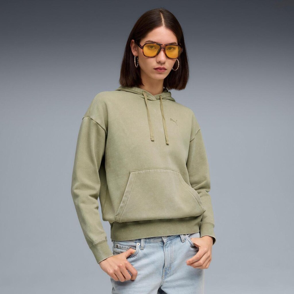 Moletom Puma Com Capuz Essentials Elevated Relaxed Wash Feminino