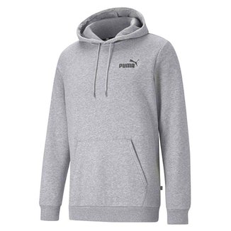 MOLETOM PUMA COM CAPUZ M ESSENTIALS SMALL LOGO 586690 - CINZA CLARO/PRETO 2GG