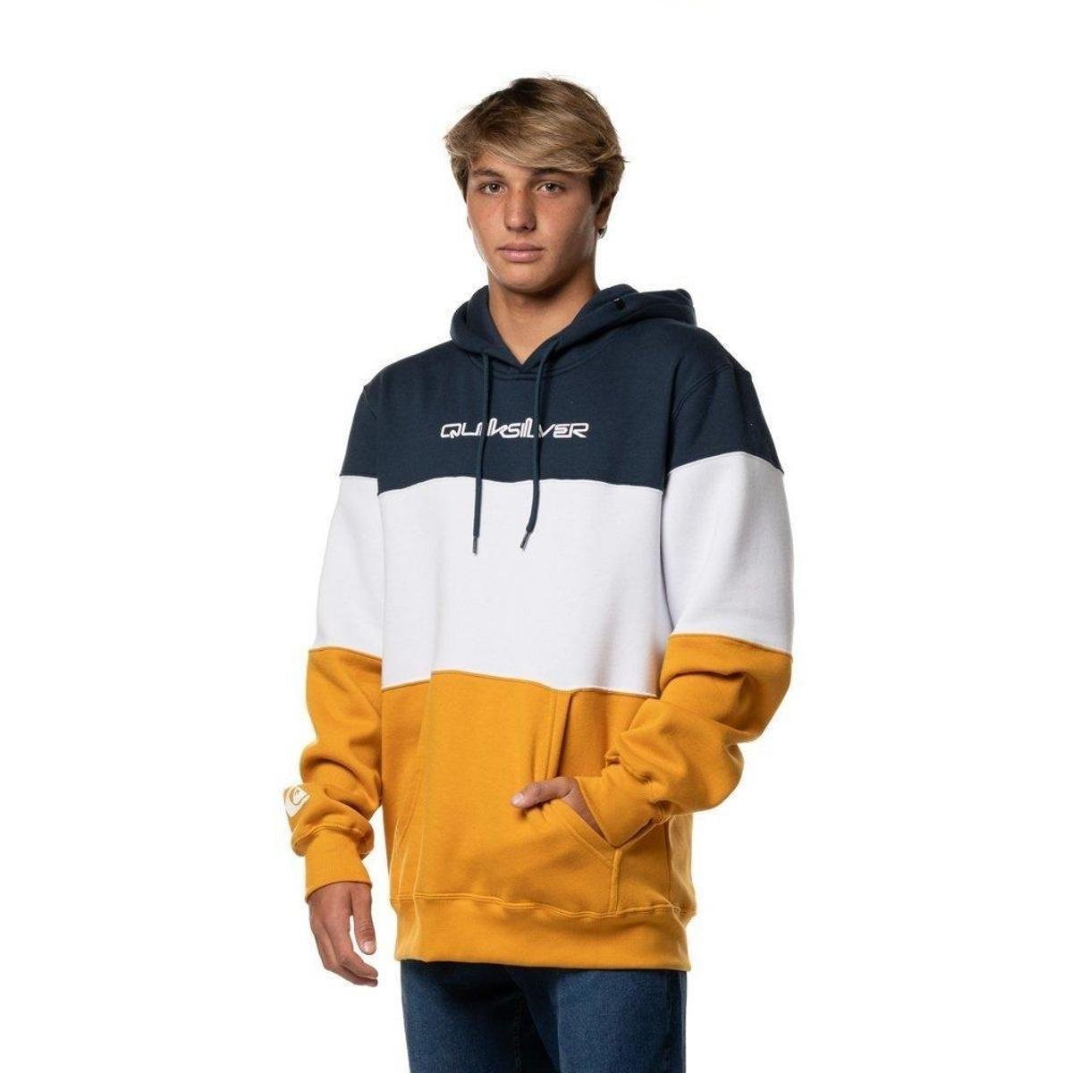 Moletom Quiksilver Q422a0121 C/Capuz Masculino Azul+Amarelo