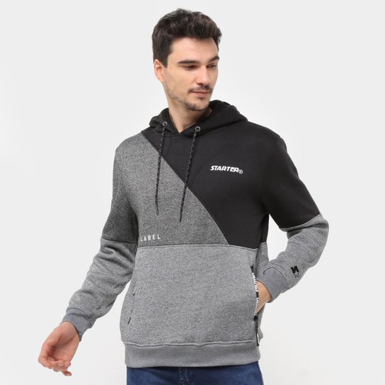 Moletom Starter Fechado Mescla Capuz Masculino - Cinza