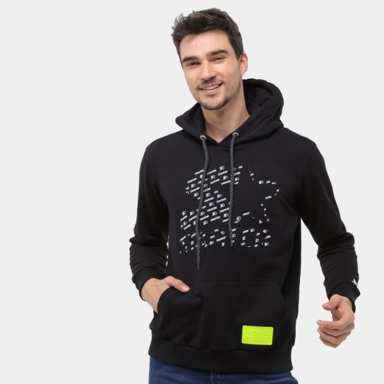 Moletom Starter Print Canguru Masculina - Preto