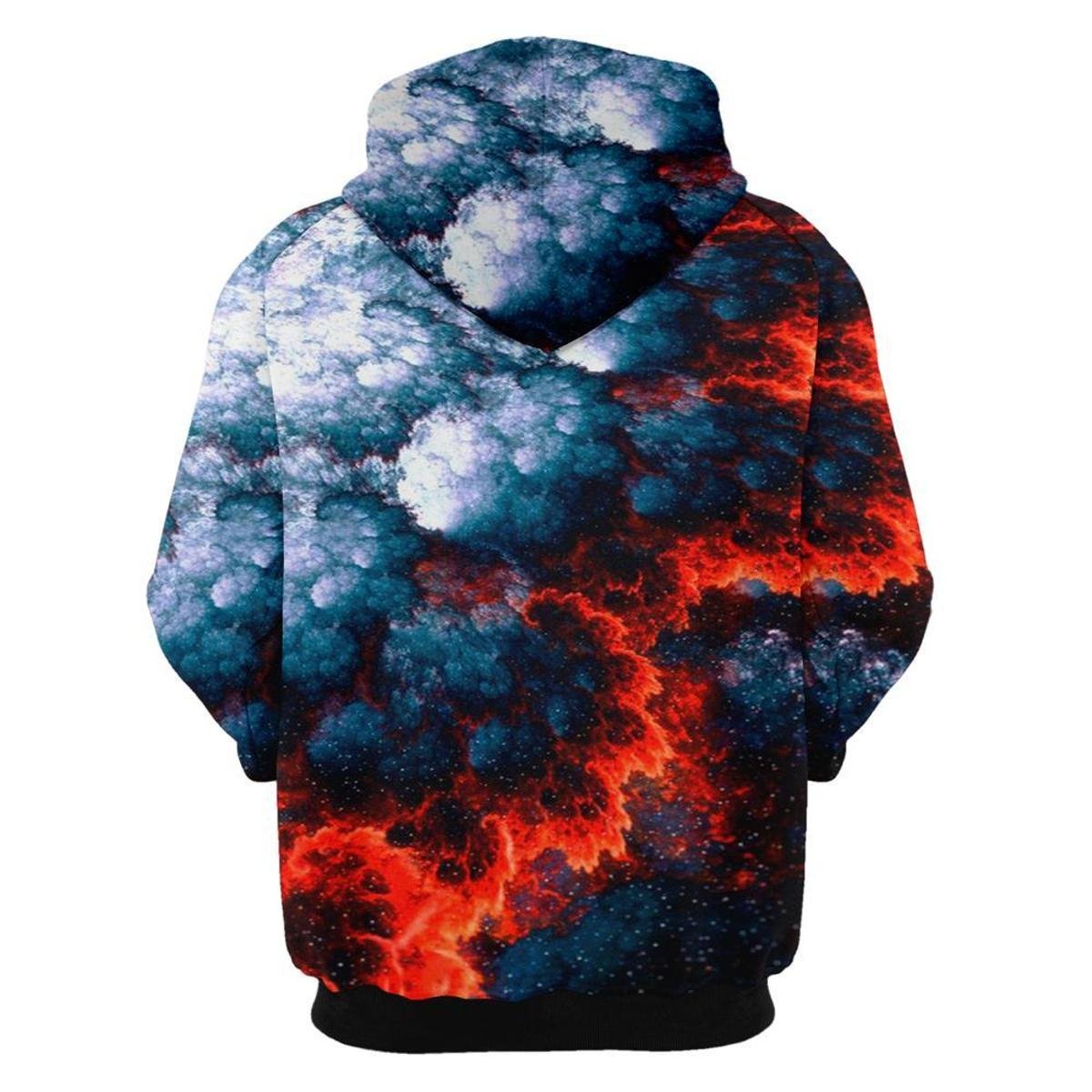 blue and red fire moletom com capuz