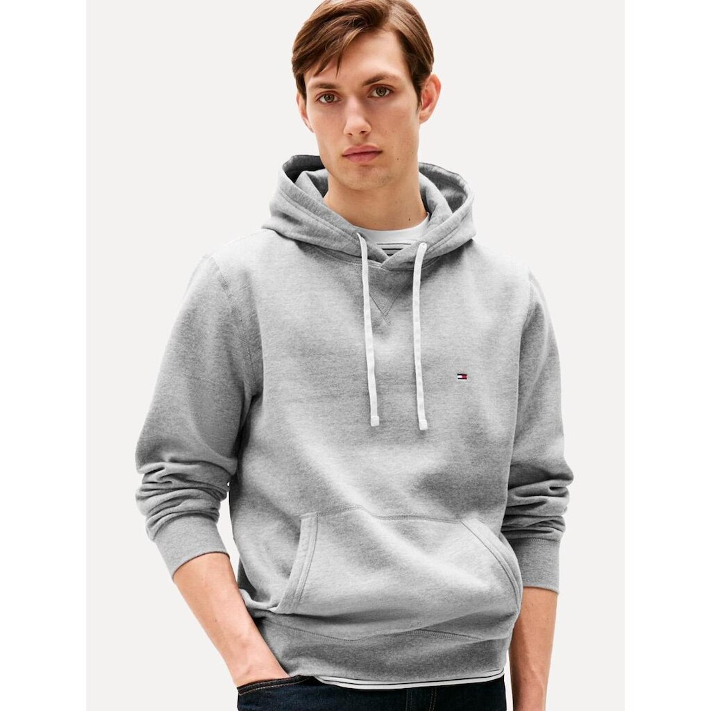 Moletom Tommy Hilfiger Masculino Essential Fleece Hoody Flag Cinza Médio