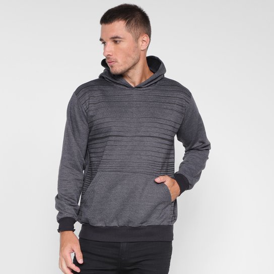 Moletom Ultimato Listrado C/ Capuz Masculino - Preto