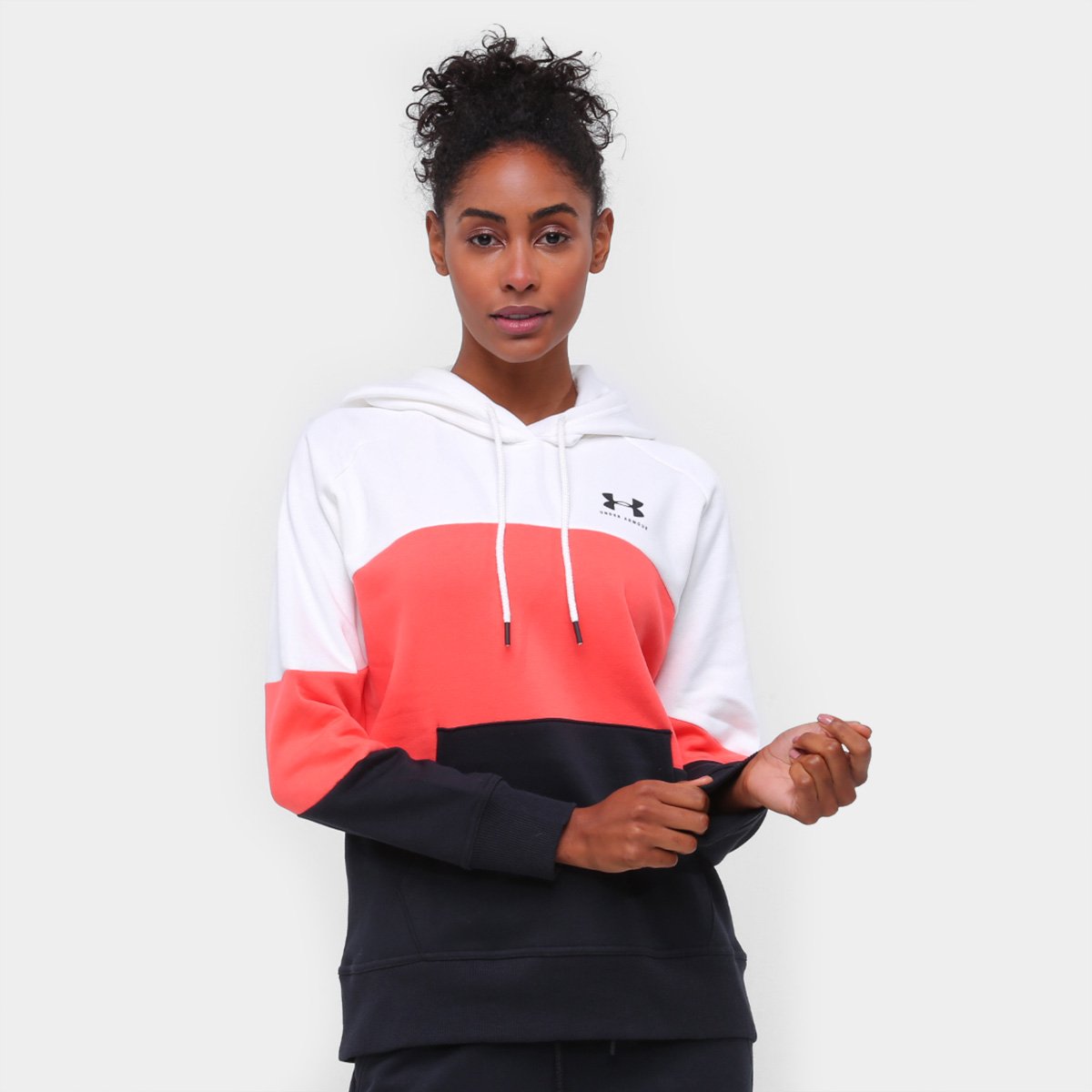 under armour women's rival colorblock fleece moletom com capuz