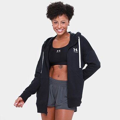 womens under armour black moletom com capuz