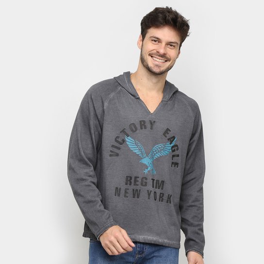 Moletom Victory Eagle New York Capuz Masculino - Chumbo