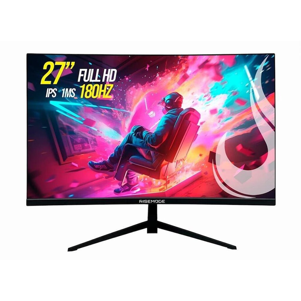 Monitor Gamer Curvo Rise Mode 27", FHD, 180Hz, 1ms, IPS, HDMI e DP,- RM-MOG-27C180FH-B