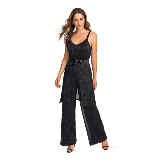 Morena Rosa Calça Morena Rosa Pantalona Cós Intermediário Detalhe Tule Azul - Azul