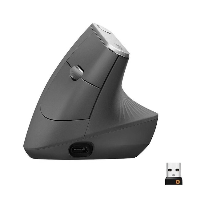 Mouse sem fio Logitech MX Vertical Design Ergonômico, USB Unifying ou Bluetooth - 910-005449