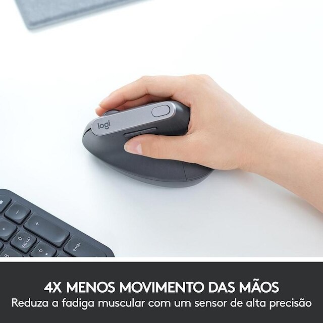 Mouse sem fio Logitech MX Vertical Design Ergonômico, USB Unifying ou Bluetooth - 910-005449