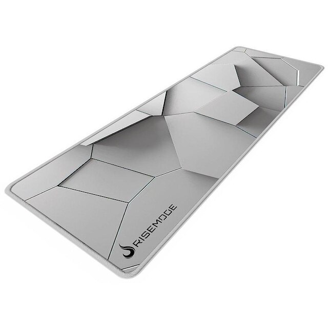 Mousepad Gamer Rise Mode 3D 02, Estendido 900x300mm, Borda Costurada, Branco - RM-MP-3D2-W