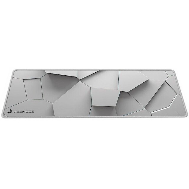 Mousepad Gamer Rise Mode 3D 02, Estendido 900x300mm, Borda Costurada, Branco - RM-MP-3D2-W