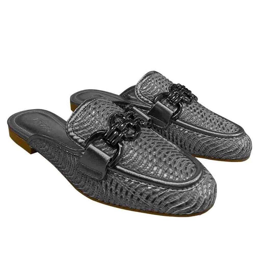 Mule Arezzo Prata Tramada Metal Elos