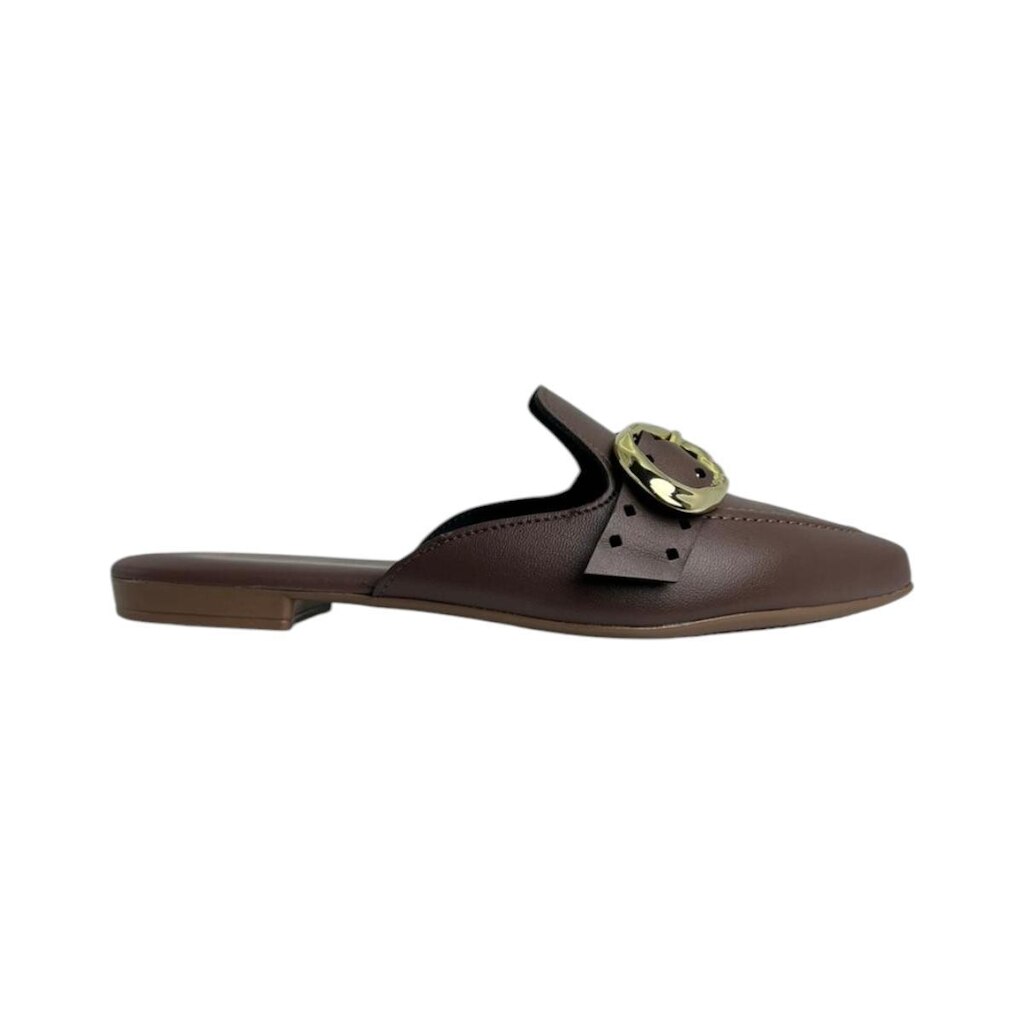 Mule Beira Rio Feminino Elegante Detalhe Fivéla Dourada