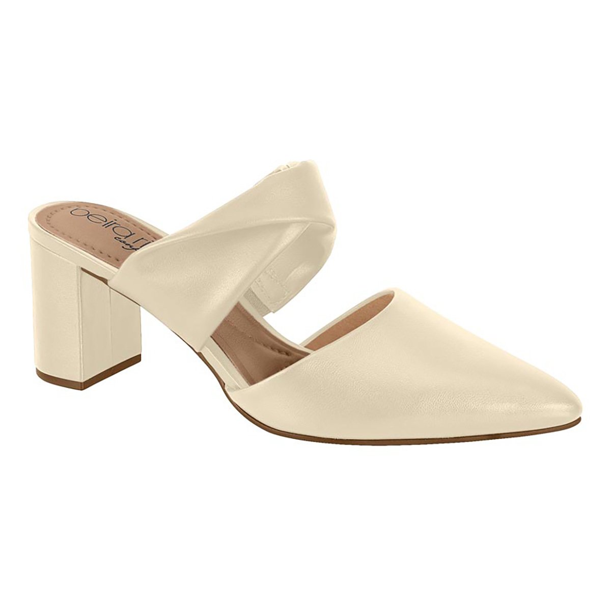 Mule Beira Rio Liso Bico Fino - Creme Menor preço em Mule Beira Rio Liso Bico Fino - Creme