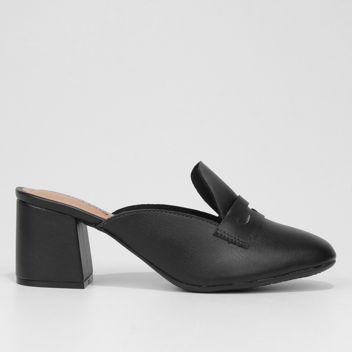 Mule Beira Rio Mocassim Salto Bloco - Preto Menor preço em Mule Beira Rio Mocassim Salto Bloco - Preto