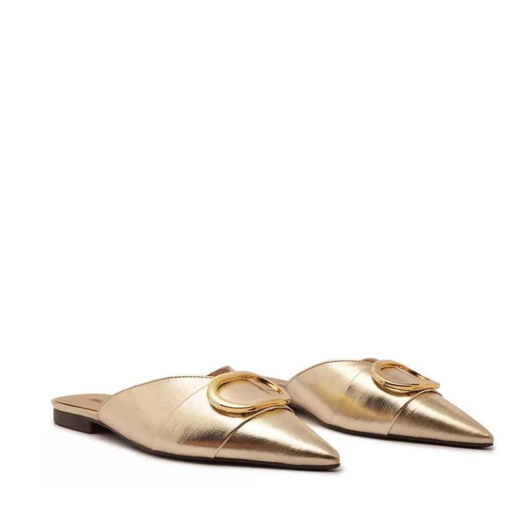 Mule Bico Fino Anacapri Fivela Dourada