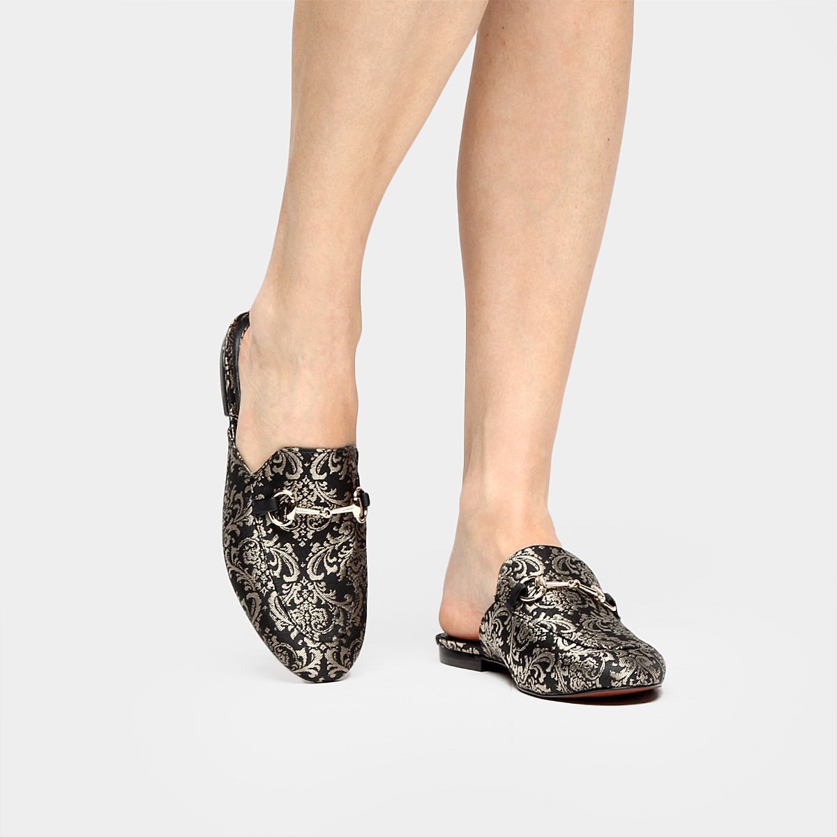 Mule Carrano Fivela - Preto+Dourado | Zattini