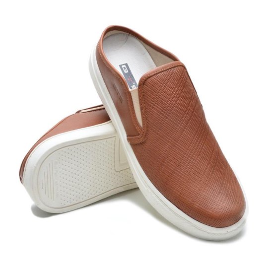 Mule Couro Casual Slip On Babuche Masculino Solado Flat