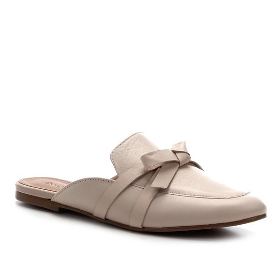 Mule Couro Shoestock Flat Laço - Off White