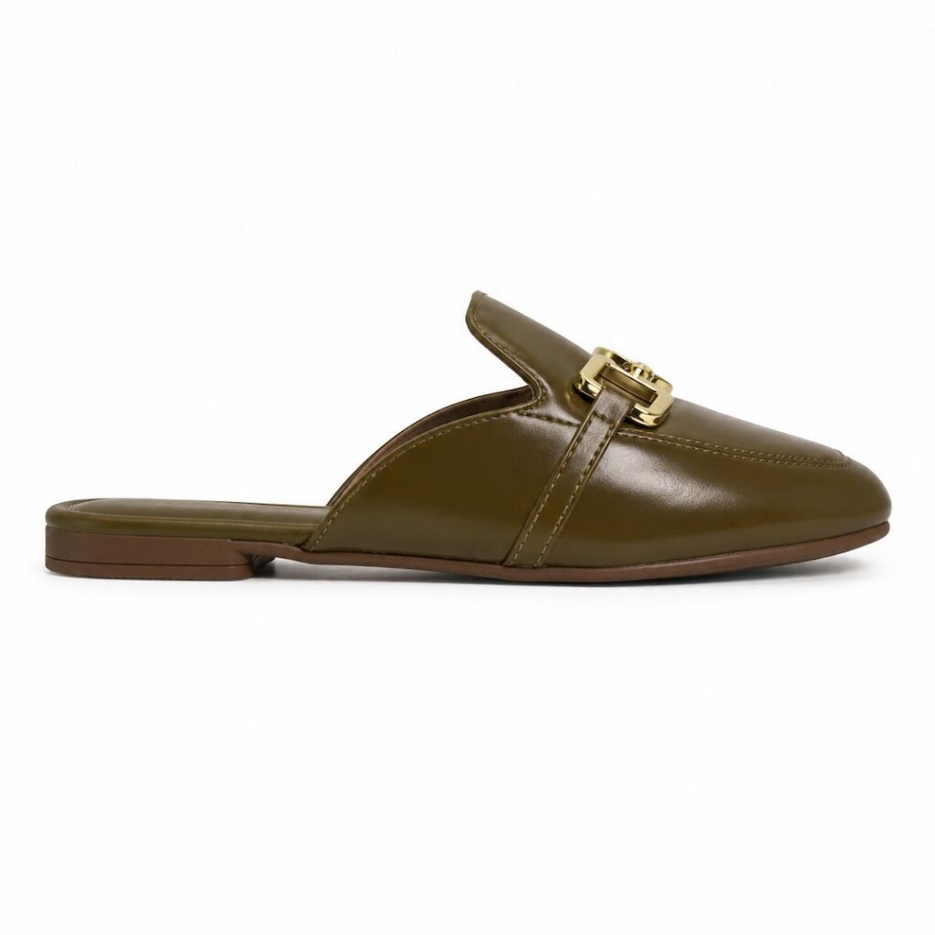 Mule Feminino Beira Rio Fivela Dourada Bico Quadrado 4323.115