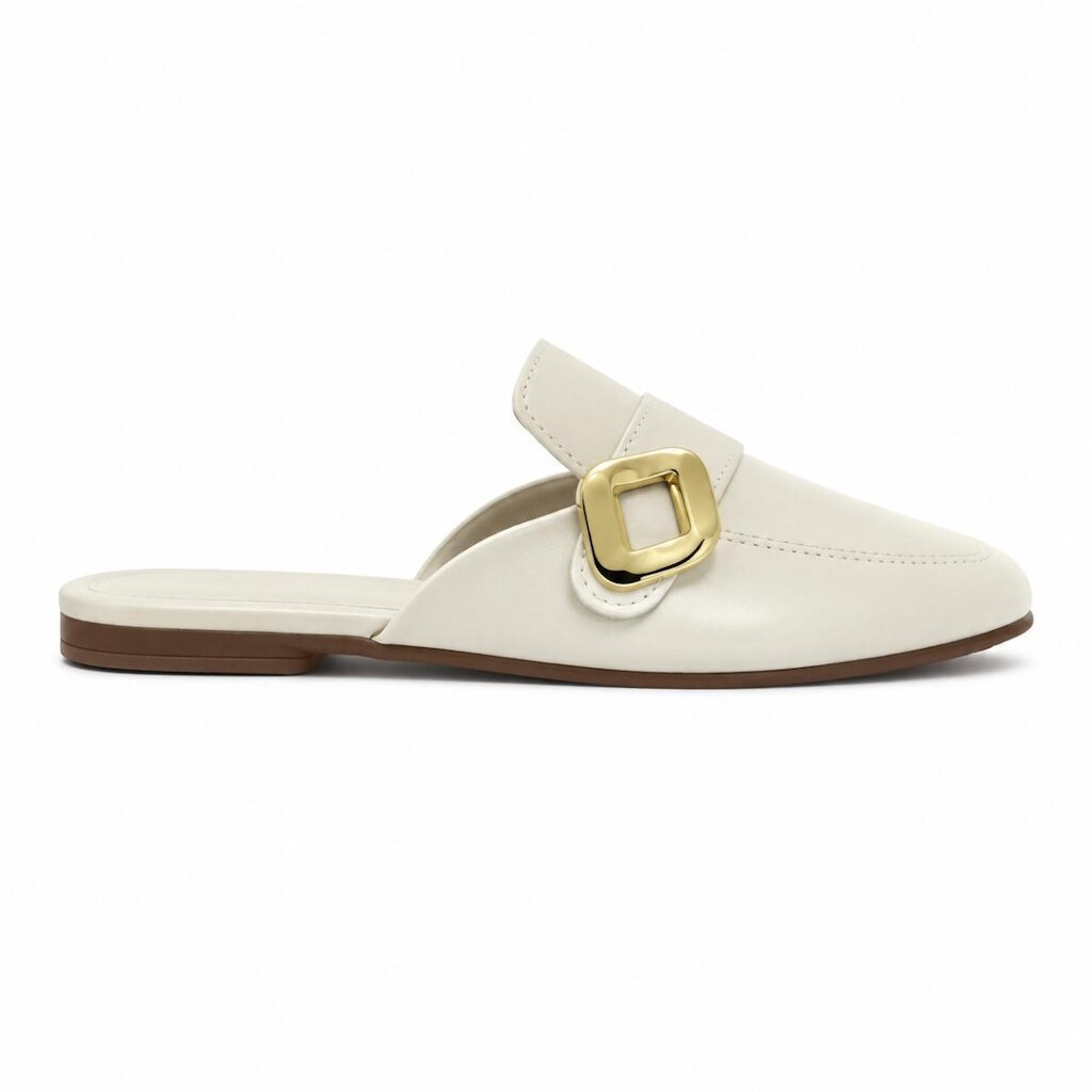 Mule Feminino Beira Rio Preto Fivela Dourada