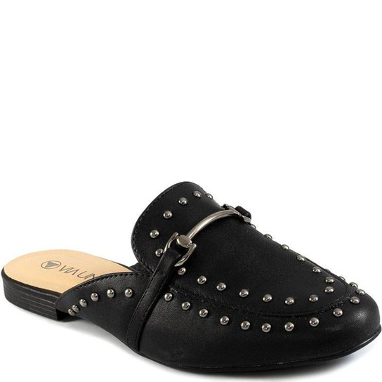 Mule Feminino Com Fivela E Tachas Inverno Via Uno 285047 - Preto