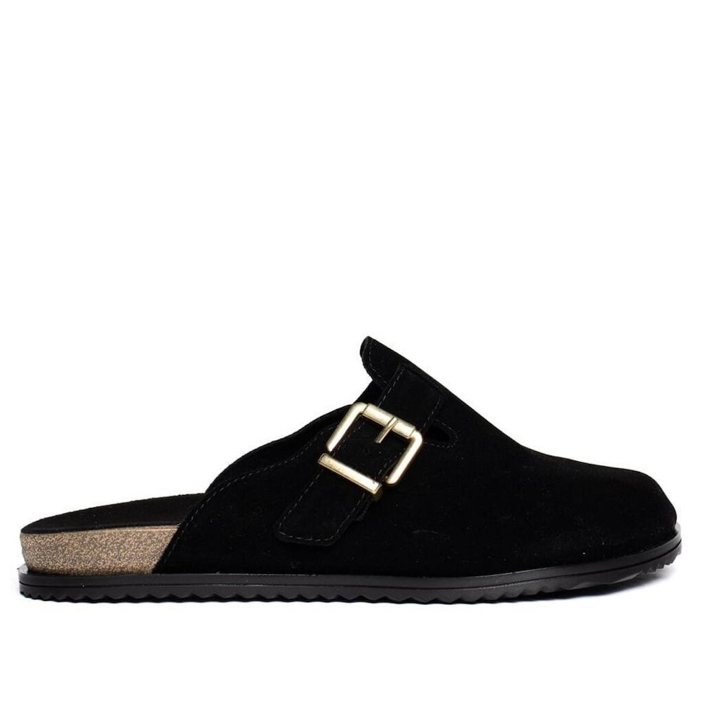 Mule Feminino Moleca Camurção Fivela Casual Preto
