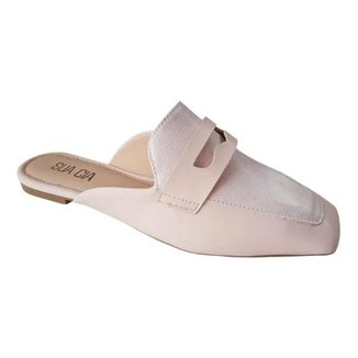 Mule Feminino Napa Soft Sua Cia Bico Quadrado Sapato Confort