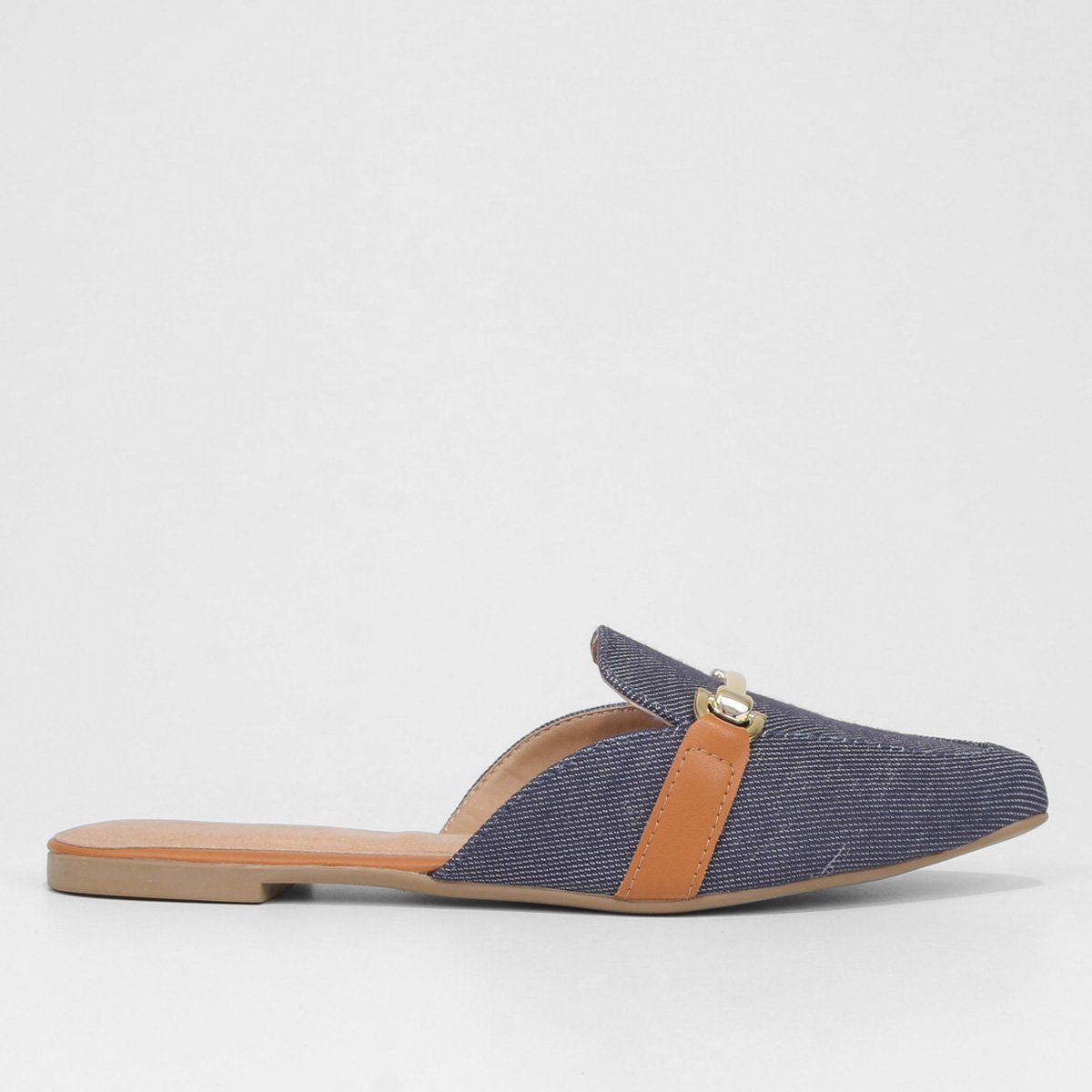 Mule Jelly Bean Metal Bico Fino Feminino - Jeans Menor preço em Mule Jelly Bean Metal Bico Fino Feminino - Jeans