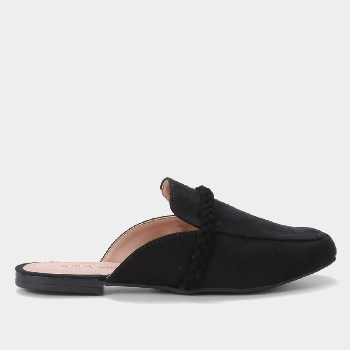 Mule Jelly Bean Tira Trançada Feminino - Preto Menor preço em Mule Jelly Bean Tira Trançada Feminino - Preto