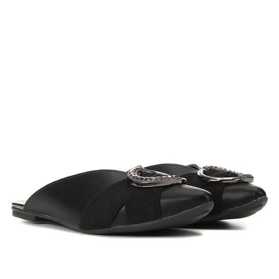 Mule Mississipi Bico Fino Fivela - Preto