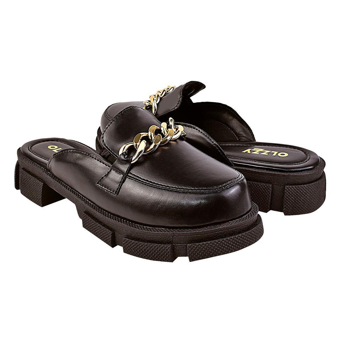 Mule Mocassim Feminino tratorado OLZZY CALÇADOS - Preto Menor preço em Mule Mocassim Feminino tratorado OLZZY CALÇADOS - Preto