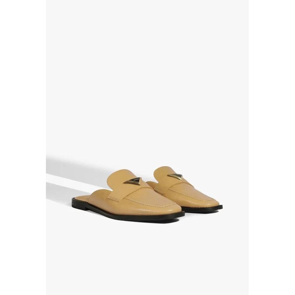 Mule Rasteira em Couro Bege / Nude Schutz