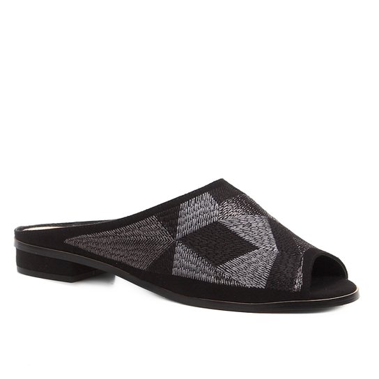 Mule Shoestock Bico Fino Geometric - Preto