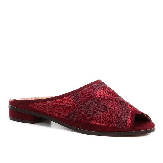 Mule Shoestock Bico Fino Geometric - Vinho